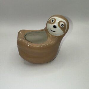 Friendly Brown Sloth Planter for Succulents or Air Fern Adorable Cute Ceramic